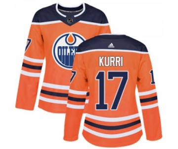 Women Adidas Edmonton Oilers #17 Jari Kurri Authentic Orange Home NHL Jersey