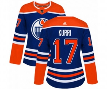 Women Adidas Edmonton Oilers #17 Jari Kurri Authentic Royal Blue Alternate NHL Jersey