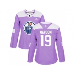 Women Adidas Edmonton Oilers #19 Patrick Maroon Purple Authentic Fights Cancer Stitched NHL Jersey