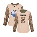 Women Adidas Edmonton Oilers #2 Andrej Sekera Authentic Camo Veterans Day Practice NHL Jersey