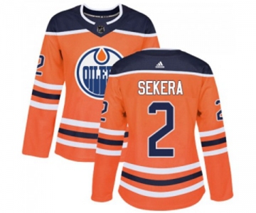 Women Adidas Edmonton Oilers #2 Andrej Sekera Authentic Orange Home NHL Jersey