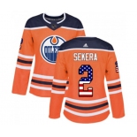 Women Adidas Edmonton Oilers #2 Andrej Sekera Authentic Orange USA Flag Fashion NHL Jersey