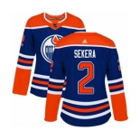 Women Adidas Edmonton Oilers #2 Andrej Sekera Authentic Royal Blue Alternate NHL Jersey