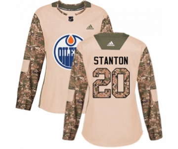 Women Adidas Edmonton Oilers #20 Ryan Stanton Authentic Camo Veterans Day Practice NHL Jersey