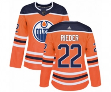 Women Adidas Edmonton Oilers #22 Tobias Rieder Authentic Orange Home NHL Jersey