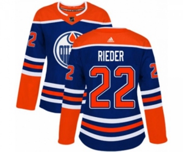 Women Adidas Edmonton Oilers #22 Tobias Rieder Authentic Royal Blue Alternate NHL Jersey