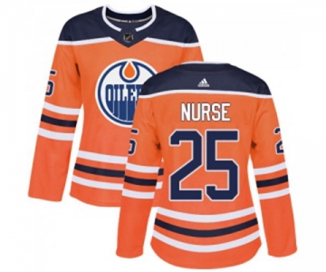 Women Adidas Edmonton Oilers #25 Darnell Nurse Authentic Orange Home NHL Jersey