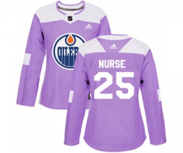 Women Adidas Edmonton Oilers #25 Darnell Nurse Authentic Purple Fights Cancer Practice NHL Jersey