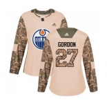 Women Adidas Edmonton Oilers #27 Boyd Gordon Authentic Camo Veterans Day Practice NHL Jersey