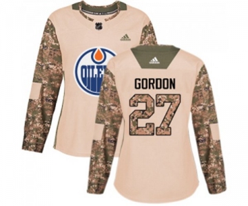 Women Adidas Edmonton Oilers #27 Boyd Gordon Authentic Camo Veterans Day Practice NHL Jersey