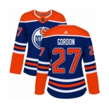 Women Adidas Edmonton Oilers #27 Boyd Gordon Authentic Royal Blue Alternate NHL Jersey