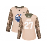 Women Adidas Edmonton Oilers #27 Milan Lucic Camo Authentic 2017 Veterans Day Stitched NHL Jersey