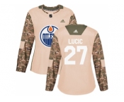 Women Adidas Edmonton Oilers #27 Milan Lucic Camo Authentic 2017 Veterans Day Stitched NHL Jersey