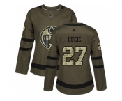 Women Adidas Edmonton Oilers #27 Milan Lucic Green Salute to Service Stitched NHL Jersey