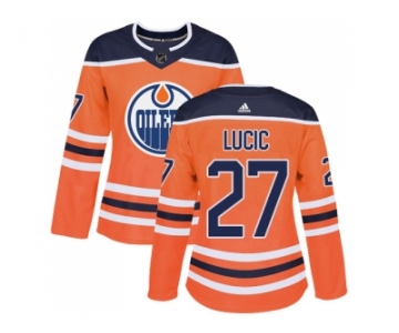 Women Adidas Edmonton Oilers #27 Milan Lucic Orange Home Authentic Stitched NHL Jersey