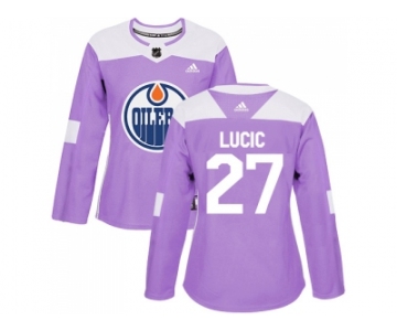 Women Adidas Edmonton Oilers #27 Milan Lucic Purple Authentic Fights Cancer Stitched NHL Jerse