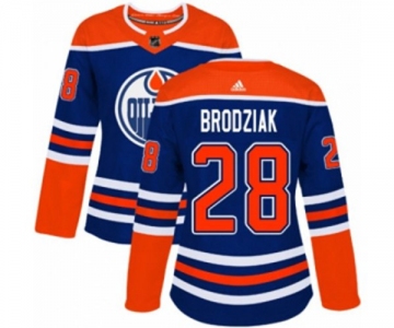 Women Adidas Edmonton Oilers #28 Kyle Brodziak Authentic Royal Blue Alternate NHL Jersey