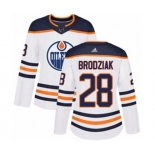 Women Adidas Edmonton Oilers #28 Kyle Brodziak Authentic White Away NHL Jersey