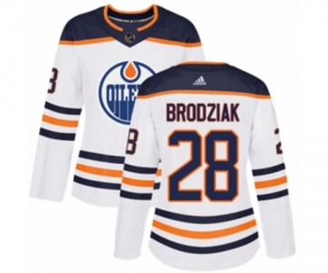 Women Adidas Edmonton Oilers #28 Kyle Brodziak Authentic White Away NHL Jersey