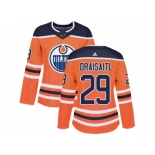 Women Adidas Edmonton Oilers #29 Leon Draisaitl Orange Home Authentic Stitched NHL Jersey