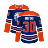 Women Adidas Edmonton Oilers #30 Bill Ranford Authentic Royal Blue Alternate NHL Jersey