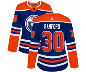 Women Adidas Edmonton Oilers #30 Bill Ranford Authentic Royal Blue Alternate NHL Jersey