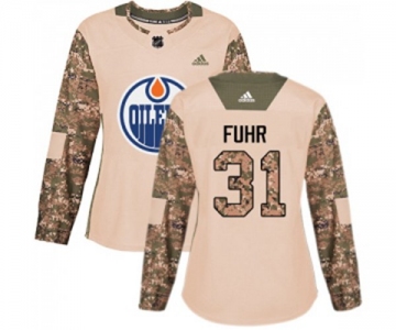 Women Adidas Edmonton Oilers #31 Grant Fuhr Authentic Camo Veterans Day Practice NHL Jersey