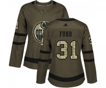 Women Adidas Edmonton Oilers #31 Grant Fuhr Authentic Green Salute to Service NHL Jersey