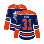 Women Adidas Edmonton Oilers #31 Grant Fuhr Authentic Royal Blue Alternate NHL Jersey