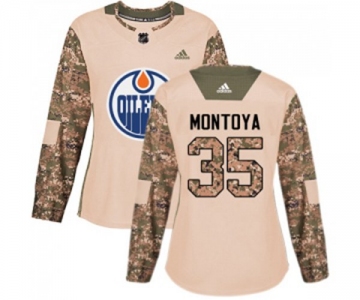 Women Adidas Edmonton Oilers #35 Al Montoya Authentic Camo Veterans Day Practice NHL Jersey