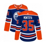 Women Adidas Edmonton Oilers #35 Al Montoya Authentic Royal Blue Alternate NHL Jersey