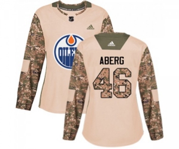 Women Adidas Edmonton Oilers #46 Pontus Aberg Authentic Camo Veterans Day Practice NHL Jersey