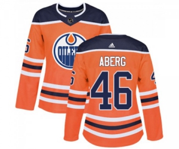 Women Adidas Edmonton Oilers #46 Pontus Aberg Authentic Orange Home NHL Jersey