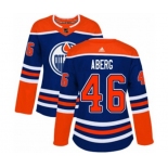 Women Adidas Edmonton Oilers #46 Pontus Aberg Authentic Royal Blue Alternate NHL Jersey