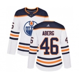 Women Adidas Edmonton Oilers #46 Pontus Aberg Authentic White Away NHL Jersey