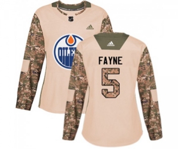 Women Adidas Edmonton Oilers #5 Mark Fayne Authentic Camo Veterans Day Practice NHL Jersey