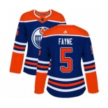 Women Adidas Edmonton Oilers #5 Mark Fayne Authentic Royal Blue Alternate NHL Jersey