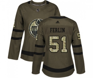 Women Adidas Edmonton Oilers #51 Brian Ferlin Authentic Green Salute to Service NHL Jersey