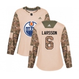 Women Adidas Edmonton Oilers #6 Adam Larsson Authentic Camo Veterans Day Practice NHL Jersey