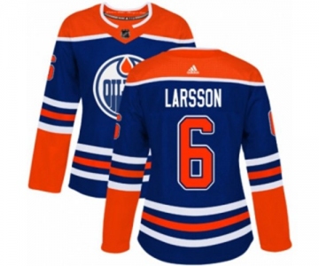 Women Adidas Edmonton Oilers #6 Adam Larsson Authentic Royal Blue Alternate NHL Jersey