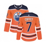 Women Adidas Edmonton Oilers #7 Paul Coffey Authentic Orange Home NHL Jersey