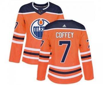 Women Adidas Edmonton Oilers #7 Paul Coffey Authentic Orange Home NHL Jersey