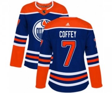 Women Adidas Edmonton Oilers #7 Paul Coffey Authentic Royal Blue Alternate NHL Jersey