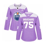 Women Adidas Edmonton Oilers #75 Evan Bouchard Authentic Purple Fights Cancer Practice NHL Jersey