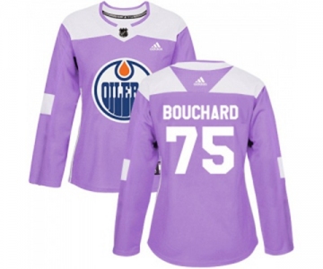 Women Adidas Edmonton Oilers #75 Evan Bouchard Authentic Purple Fights Cancer Practice NHL Jersey