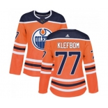 Women Adidas Edmonton Oilers #77 Oscar Klefbom Authentic Orange Home NHL Jersey