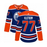 Women Adidas Edmonton Oilers #77 Oscar Klefbom Authentic Royal Blue Alternate NHL Jersey