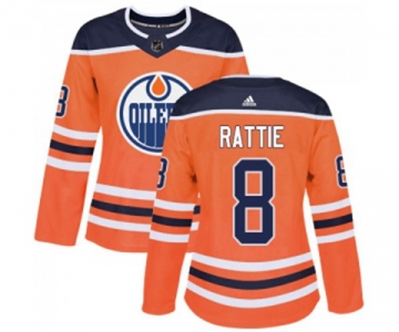 Women Adidas Edmonton Oilers #8 Ty Rattie Authentic Orange Home NHL Jersey