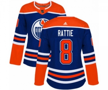 Women Adidas Edmonton Oilers #8 Ty Rattie Authentic Royal Blue Alternate NHL Jersey