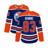 Women Adidas Edmonton Oilers #83 Matt Benning Authentic Royal Blue Alternate NHL Jersey